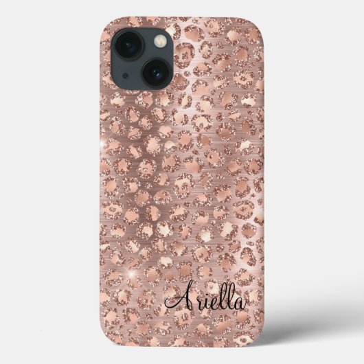 Coques Case-Mate iPhone Rose Gold Pailleté Léopard Chic (Verso)
