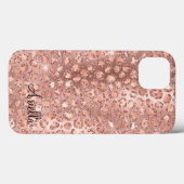 Coques Case-Mate iPhone Rose Gold Pailleté Léopard Chic (Verso (horizontal))
