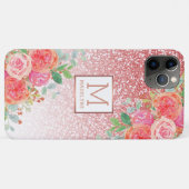 Coques Case-Mate iPhone Rose Gold Parties scintillant Aquarelle Floral Nom (Dos (Horizontal))