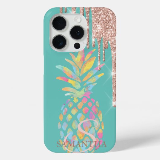 Coques Case-Mate iPhone Rose Gold Parties scintillant Drives Pineapple Min (Verso)