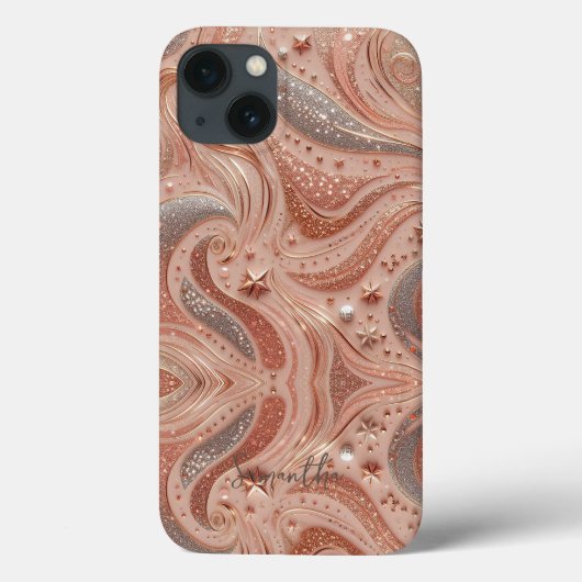 Coques Case-Mate iPhone Rose Gold Parties scintillant Nom personnalisé (Verso)