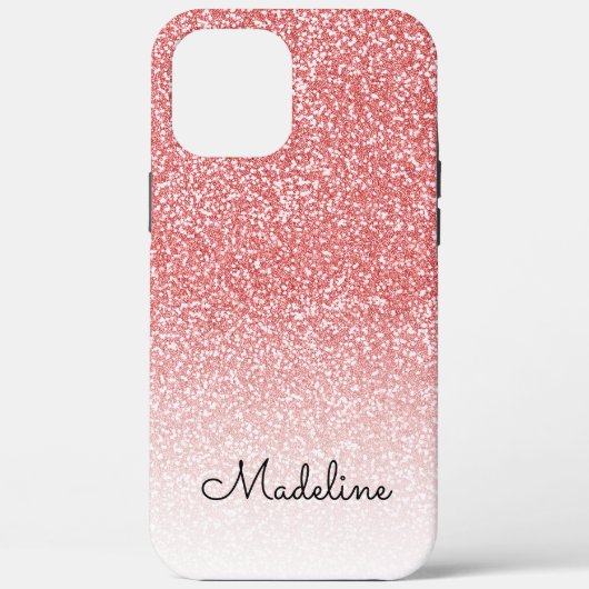 Coques Case-Mate iPhone Rose Gold Parties scintillant Ombre Black Script N (Verso)