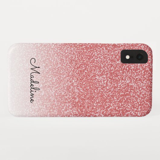 Coques Case-Mate iPhone Rose Gold Parties scintillant Ombre Black Script N (Dos (Horizontal))