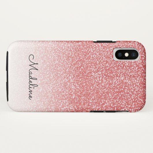 Coques Case-Mate iPhone Rose Gold Parties scintillant Ombre Black Script N (Dos (Horizontal))
