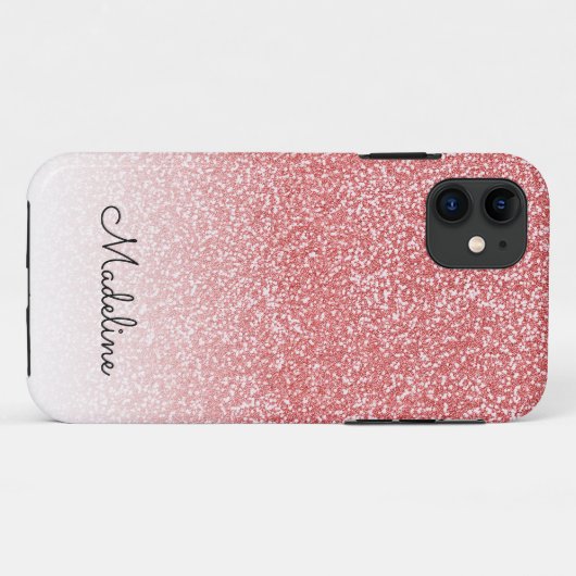 Coques Case-Mate iPhone Rose Gold Parties scintillant Ombre Black Script N (Dos (Horizontal))