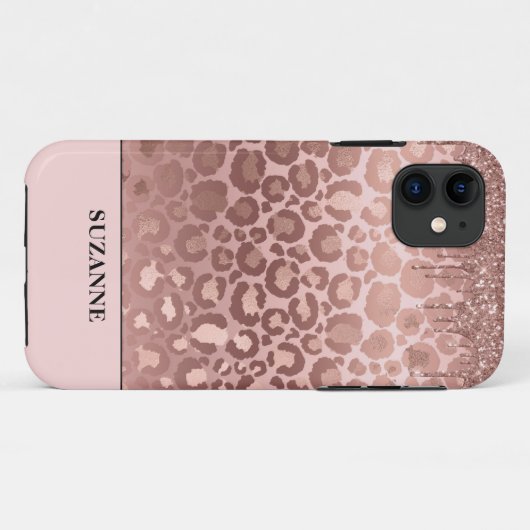 Coques Case-Mate iPhone Rose Gold Parties scintillant Pink Leopard Motif M (Dos (Horizontal))