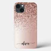 Coques Case-Mate iPhone Rose Gold - Parties scintillant rose pâle Nom du m (Verso)
