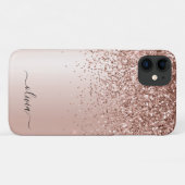 Coques Case-Mate iPhone Rose Gold - Parties scintillant rose pâle Nom du m (Dos (Horizontal))