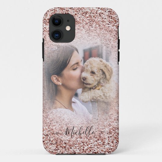Coques Case-Mate iPhone Rose Gold Parties scintillant Sparkle Photo Monogr (Dos)