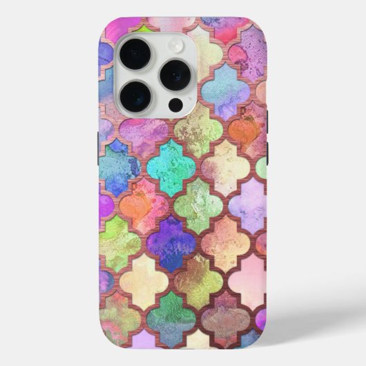 Coques Case-Mate iPhone Rose Gold & Pastel Marocain Quatrefoil (Verso)