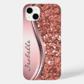 Coques Case-Mate iPhone Rose Gold Sparkle Glam Bling Personalized Metal (Verso)