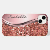 Coques Case-Mate iPhone Rose Gold Sparkle Glam Bling Personalized Metal (Verso (horizontal))