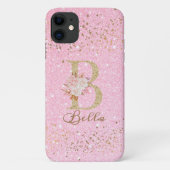 Coques Case-Mate iPhone Rose Gold Sparkly - Parties scintillant Or Monogra (Dos)