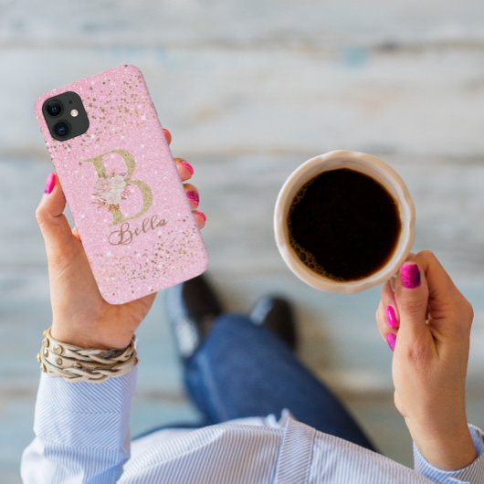 Coques Case-Mate iPhone Rose Gold Sparkly - Parties scintillant Or Monogra