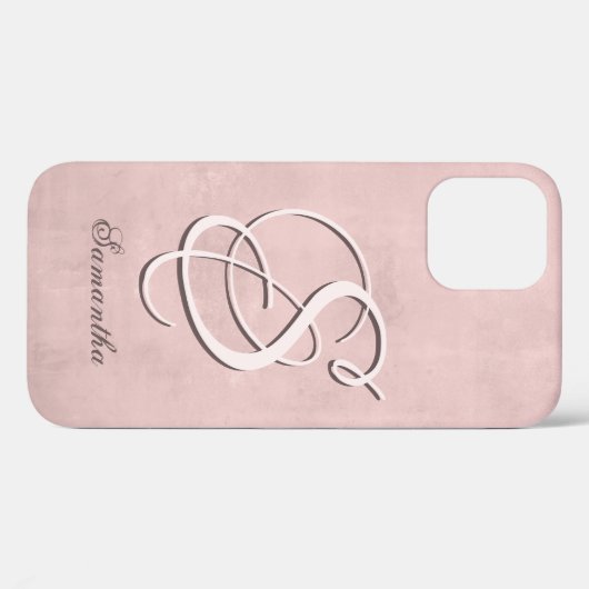 Coques Case-Mate iPhone Rose Gold style rustique Nom Monogramme (Verso (horizontal))