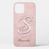 Coques Case-Mate iPhone Rose Gold style rustique Nom Monogramme (Verso)