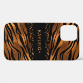Coques Case-Mate iPhone Rose Gold Tiger Impression et Parties scintillant  (Verso (horizontal))