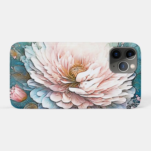 Coques Case-Mate iPhone Rose Gold Turquoise Bloom Art (Dos (Horizontal))