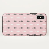 Coques Case-Mate iPhone Rose gris et blanc de motif de silhouette de chat (Dos (Horizontal))