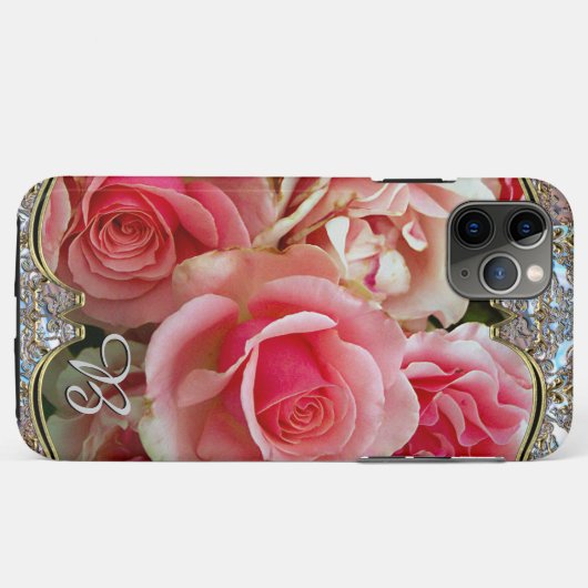 Coques Case-Mate iPhone Rose Juxtapose Monogramme (Dos (Horizontal))
