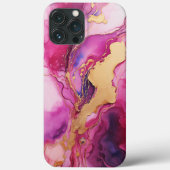 Coques Case-Mate iPhone Rose, Marbre Magenta et or, Conception d'encre d'a (Verso)