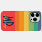 Coques Case-Mate iPhone Rose Marine bleu & menthe vert vibrant rétro monog (Verso (horizontal))