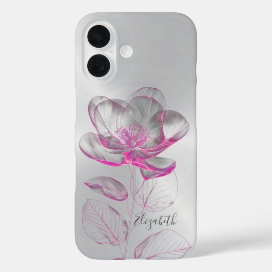 Coques Case-Mate iPhone Rose métallique rose Argent Ajouter un nom (Verso)