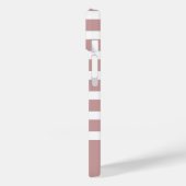 Coques Case-Mate iPhone Rose moderne en bande rose et blanche avec Monogra (Verso / Gauche)