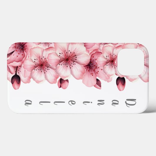 Coques Case-Mate iPhone Rose moderne Fleur de Cerisier (Verso (horizontal))