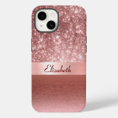 Coques Case-Mate iPhone Rose moderne Foil Faux Parties scintillant Monogra (Verso)