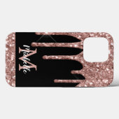 Coques Case-Mate iPhone Rose moderne Monogrammed Gold Parties scintillant  (Verso (horizontal))