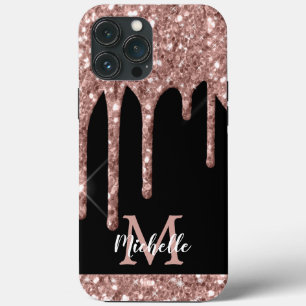 Case-Mate iPhone Case Rose moderne Monogrammed Gold Parties scintillant 