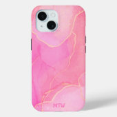 Coques Case-Mate iPhone Rose moderne tendance Monogramme (Verso)
