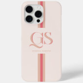 Coques Case-Mate iPhone Rose | Monogramme à rayures chics (Verso)