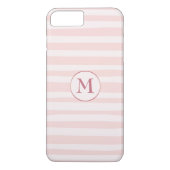 Coques Case-Mate iPhone Rose Monogramme de rayures rose vif Personnalisé (Dos)