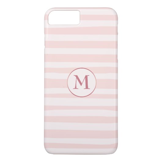 Coques Case-Mate iPhone Rose Monogramme de rayures rose vif Personnalisé (Dos)