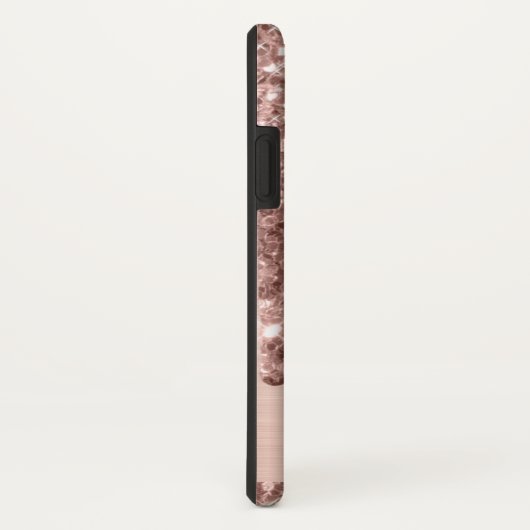 Coques Case-Mate iPhone Rose monogramme Parties scintillant d'or sur métal (Dos/Droite)