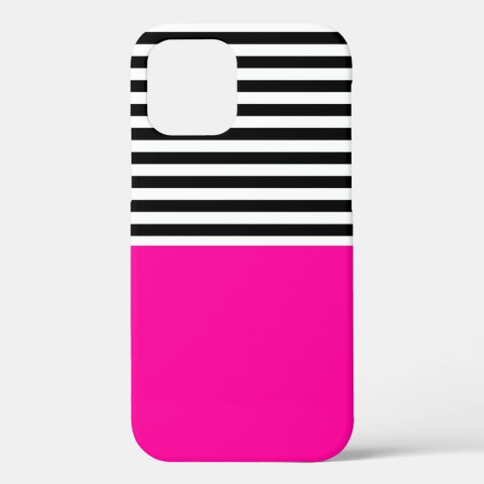 Coques Case-Mate iPhone Rose néon avec rayures noires et blanches (Verso)