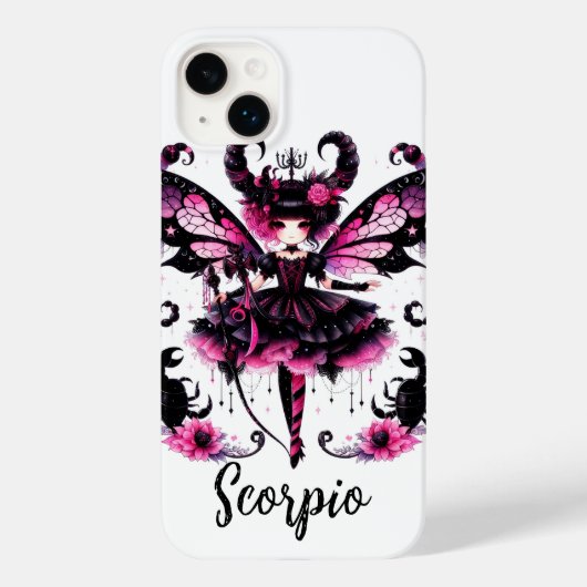 Coques Case-Mate iPhone Rose Noir Fée Gothique Scorpio Astrologie Zodiac (Verso)