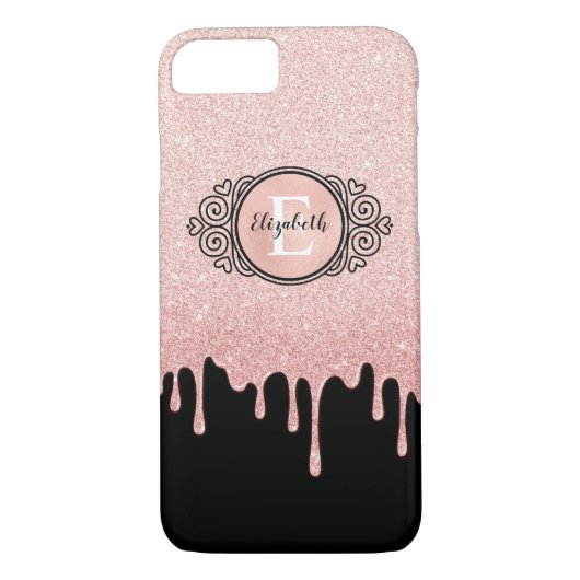 Coques Case-Mate iPhone Rose noir fille Parties scintillant d'or  Monogram (Dos)