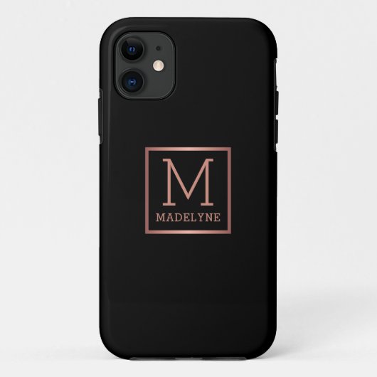 Coques Case-Mate iPhone Rose noir Monogramme or élégant (Dos)