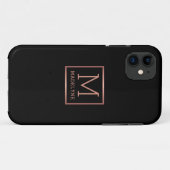 Coques Case-Mate iPhone Rose noir Monogramme or élégant (Dos (Horizontal))