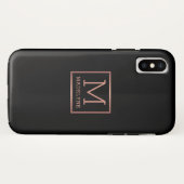 Coques Case-Mate iPhone Rose noir Monogramme or élégant (Dos (Horizontal))