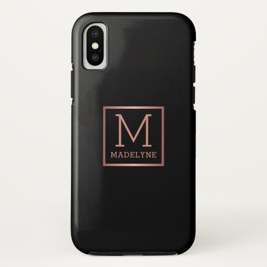 Coques Case-Mate iPhone Rose noir Monogramme or élégant (Dos)