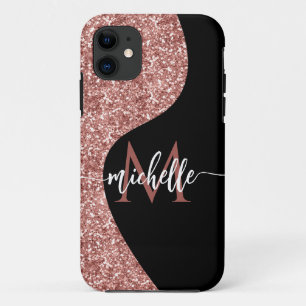 Case-Mate iPhone Case Rose noir monogramme Parties scintillant rose-bleu