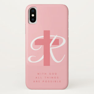 Case-Mate iPhone Case Rose nommé croisé religieux élégant de corail 