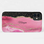 Coques Case-Mate iPhone Rose & Or Agate, Gold Stars & do-it-yourself Scrip (Dos (Horizontal))