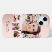 Coques Case-Mate iPhone Rose or blush photo nom de collage (Verso (horizontal))
