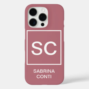 Coques iPhone 16 Pro Rose or couleur professionnelle simple nom monogra