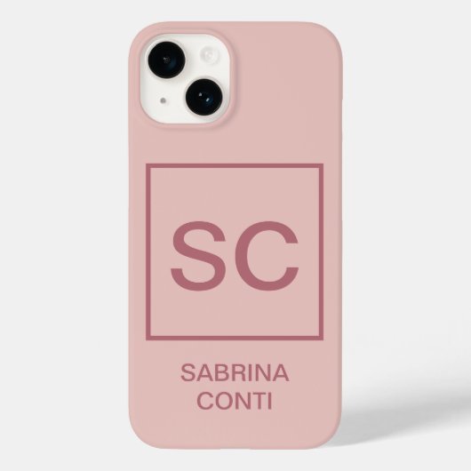 Coques Case-Mate iPhone Rose or couleur professionnelle simple nom monogra (Verso)